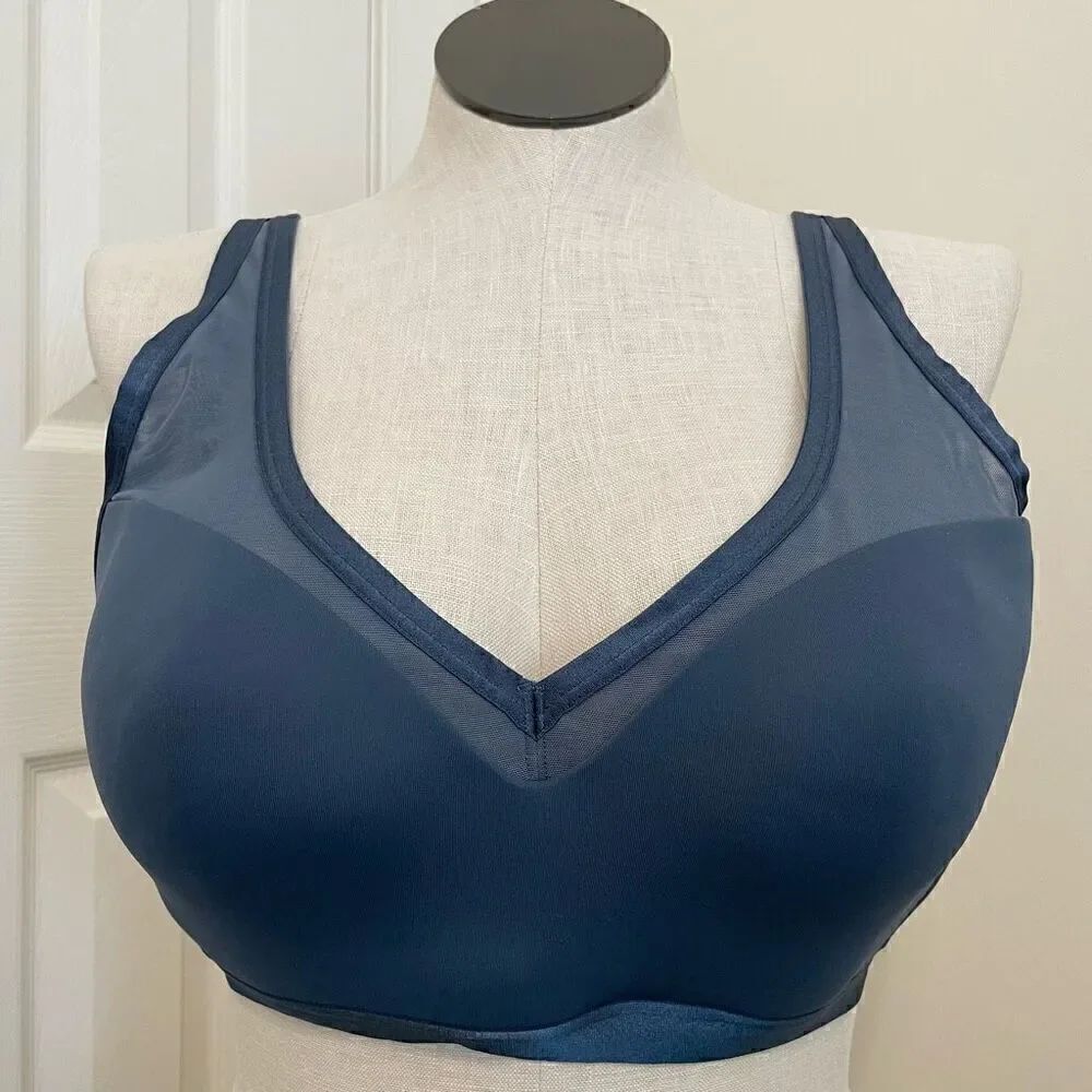 Victoria’s Secret Bra Womens 38DD Blue Mesh Pullover Incredible Lightweight Max